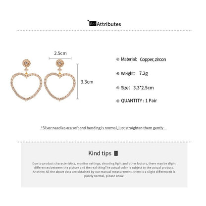 Heart Rhinestone Alloy Drop Earring