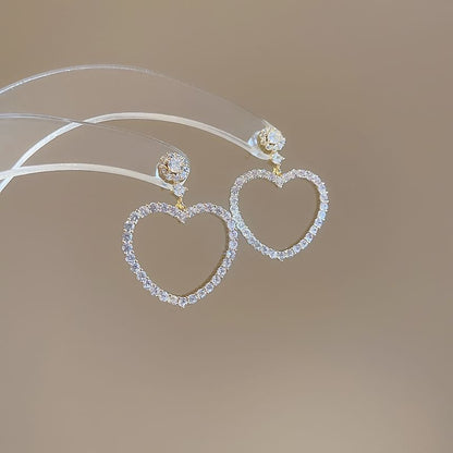 Heart Rhinestone Alloy Drop Earring
