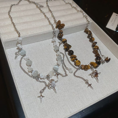 Gemstone Pendant Choker Star Designs) Alloy (Various Faux Bead