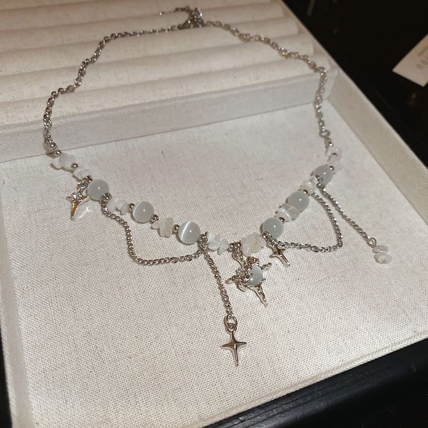 Gemstone Pendant Choker Star Designs) Alloy (Various Faux Bead