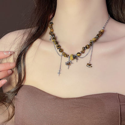 Gemstone Pendant Choker Star Designs) Alloy (Various Faux Bead