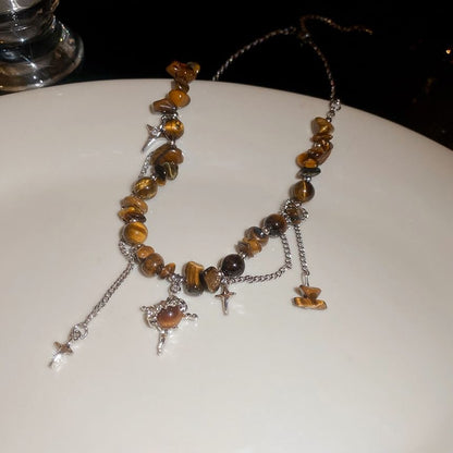 Gemstone Pendant Choker Star Designs) Alloy (Various Faux Bead