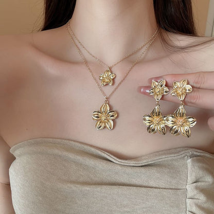 Pendant Drop Necklace Alloy Floral / Earring