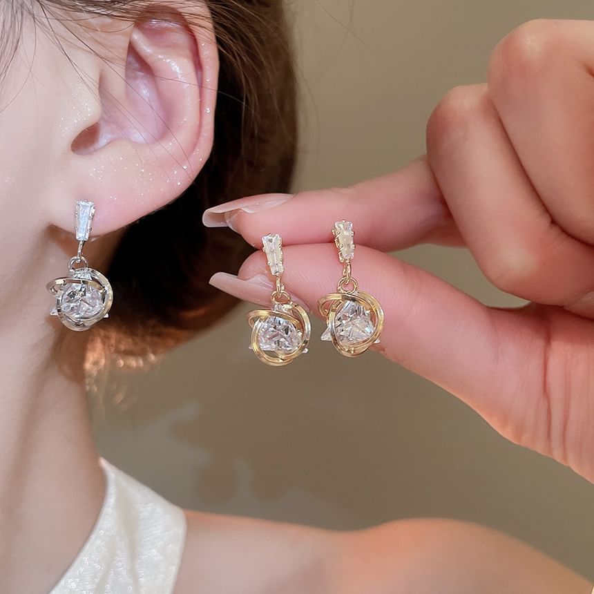 Alloy Drop Rhinestone Earring