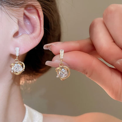 Alloy Drop Rhinestone Earring