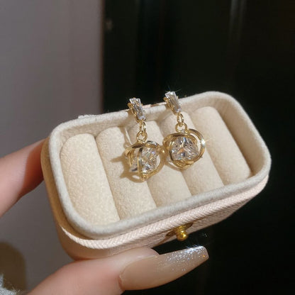 Alloy Drop Rhinestone Earring