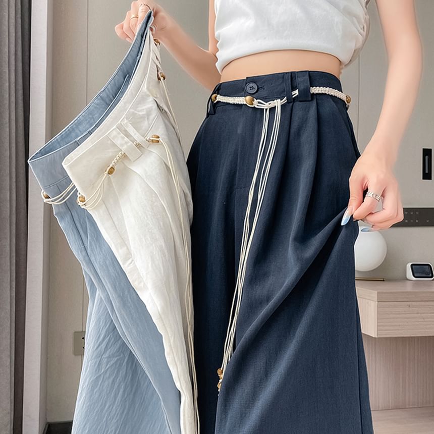 High Waist Plain Wide Leg Pants (Various Designs)
