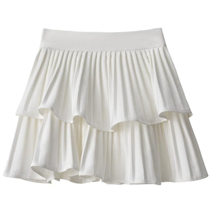 High Waist Plain Accordion Pleated Tiered Mini A-Line Skirt
