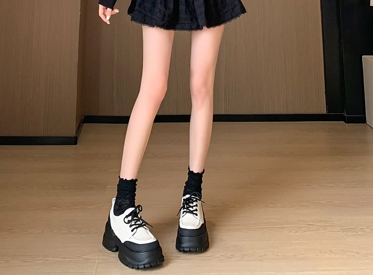 High Waist Plain Lace Trim Mini A-Line Skirt