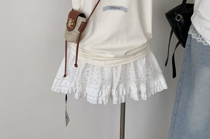 Short-Sleeve Crew Neck Cartoon Print Tee