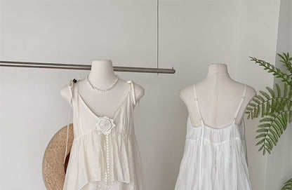 Spaghetti Strap V-Neck Lace Maxi A-Line Dress