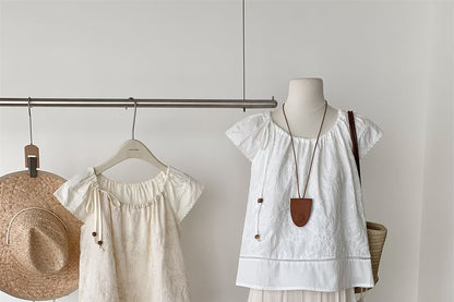 Set: Short-Sleeve Plain Top + High Rise Maxi A-Line Skirt