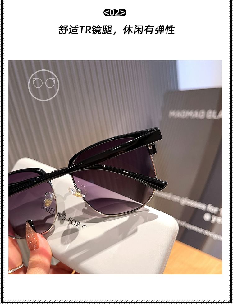 Half Frame Sunglasses / Polarized Sunglasses / Fabric Pouch / Case / Cleaning Cloth / Set (Various Designs)