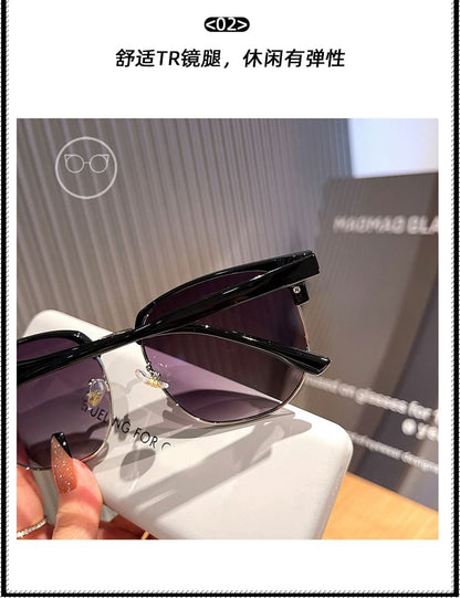 Half Frame Sunglasses / Polarized Sunglasses / Fabric Pouch / Case / Cleaning Cloth / Set (Various Designs)