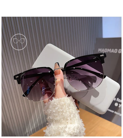 Half Frame Sunglasses / Polarized Sunglasses / Fabric Pouch / Case / Cleaning Cloth / Set (Various Designs)