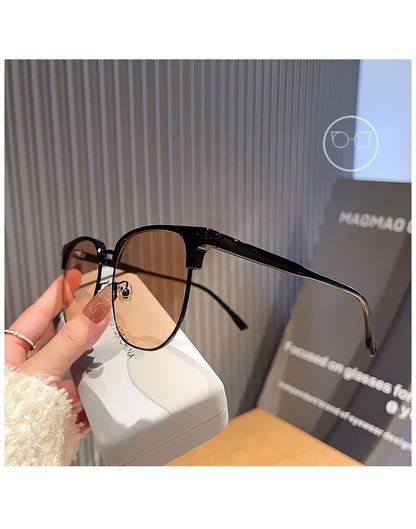 Half Frame Sunglasses / Polarized Sunglasses / Fabric Pouch / Case / Cleaning Cloth / Set (Various Designs)