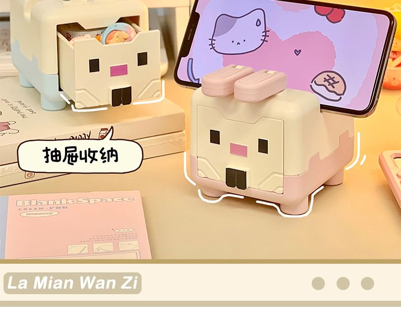 Rabbit Plastic Drawer Desk Organizer with Phone Stand