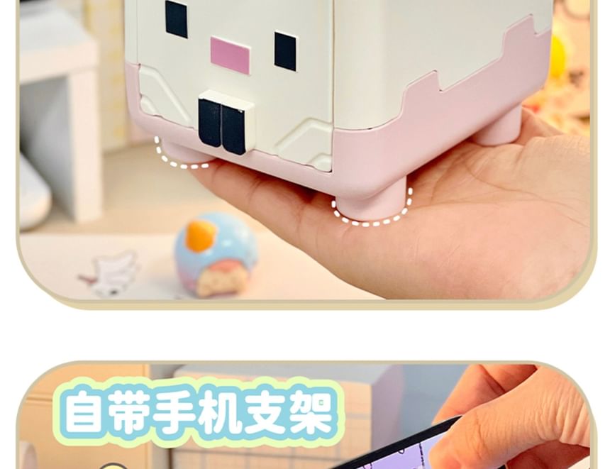 Rabbit Plastic Drawer Desk Organizer with Phone Stand