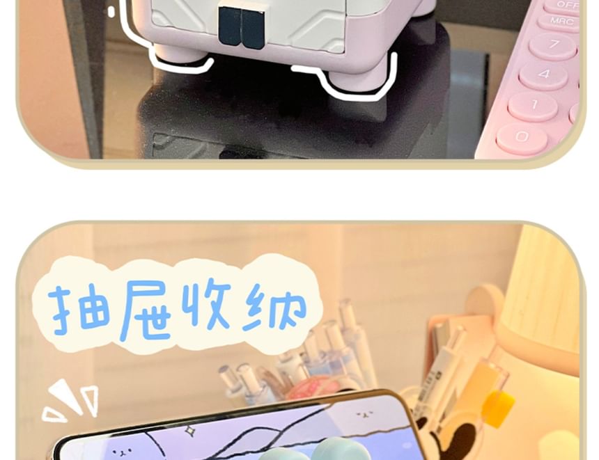 Rabbit Plastic Drawer Desk Organizer with Phone Stand