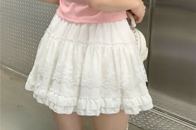 Short-Sleeve Crewneck Rabbit Print Crop Tee