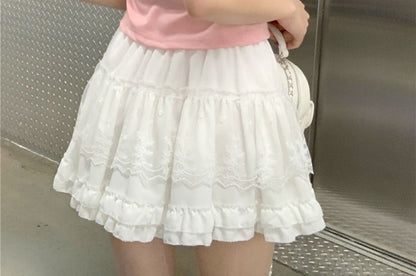 Short-Sleeve Crewneck Rabbit Print Crop Tee