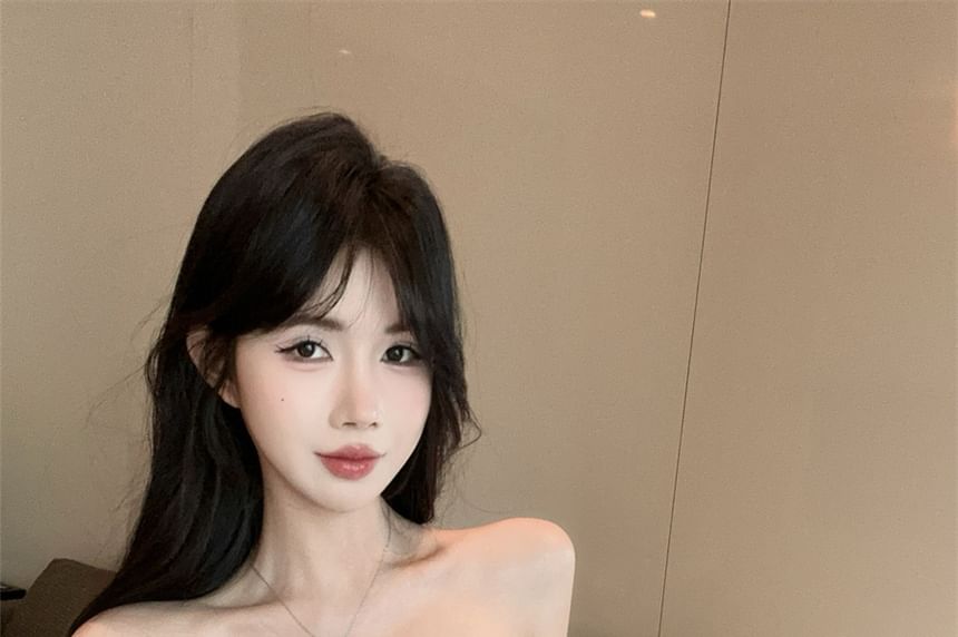 Mock Two-Piece Cap-Sleeve Plaid Trim Crop Top