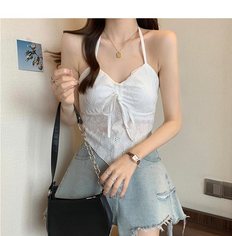 V-Neck Lace Crop Camisole Top
