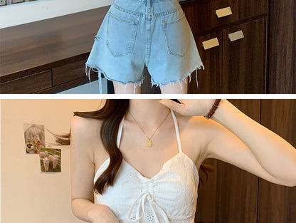 V-Neck Lace Crop Camisole Top