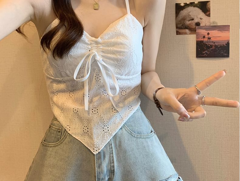 V-Neck Lace Crop Camisole Top