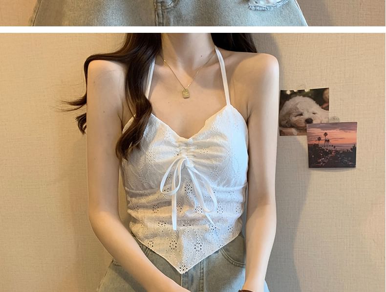 V-Neck Lace Crop Camisole Top