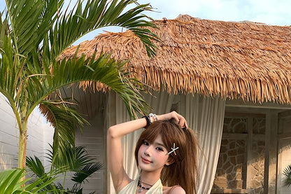 Sleeveless V-Neck Rhinestone Crop Top