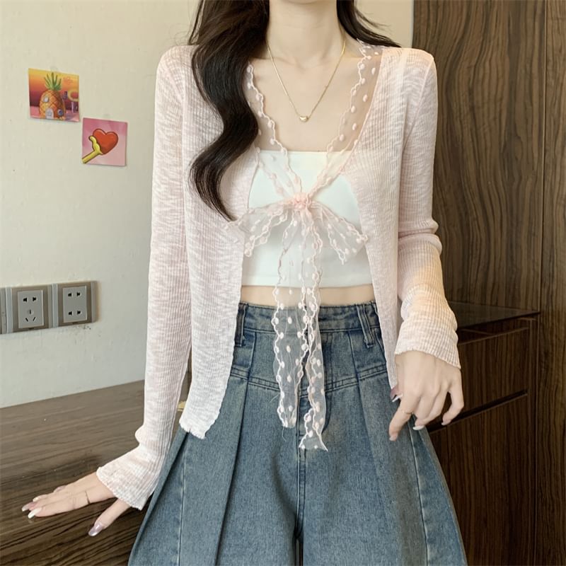 Open Front Plain Light Cardigan