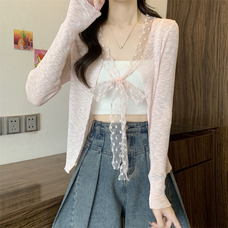 Open Front Plain Light Cardigan