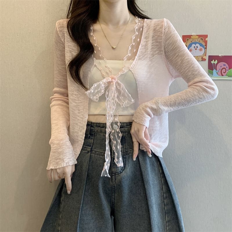 Open Front Plain Light Cardigan