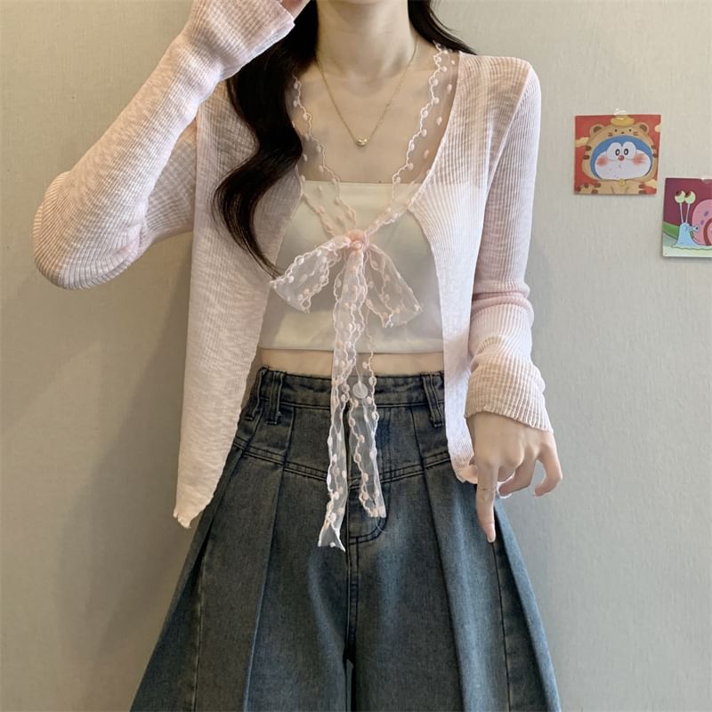 Open Front Plain Light Cardigan