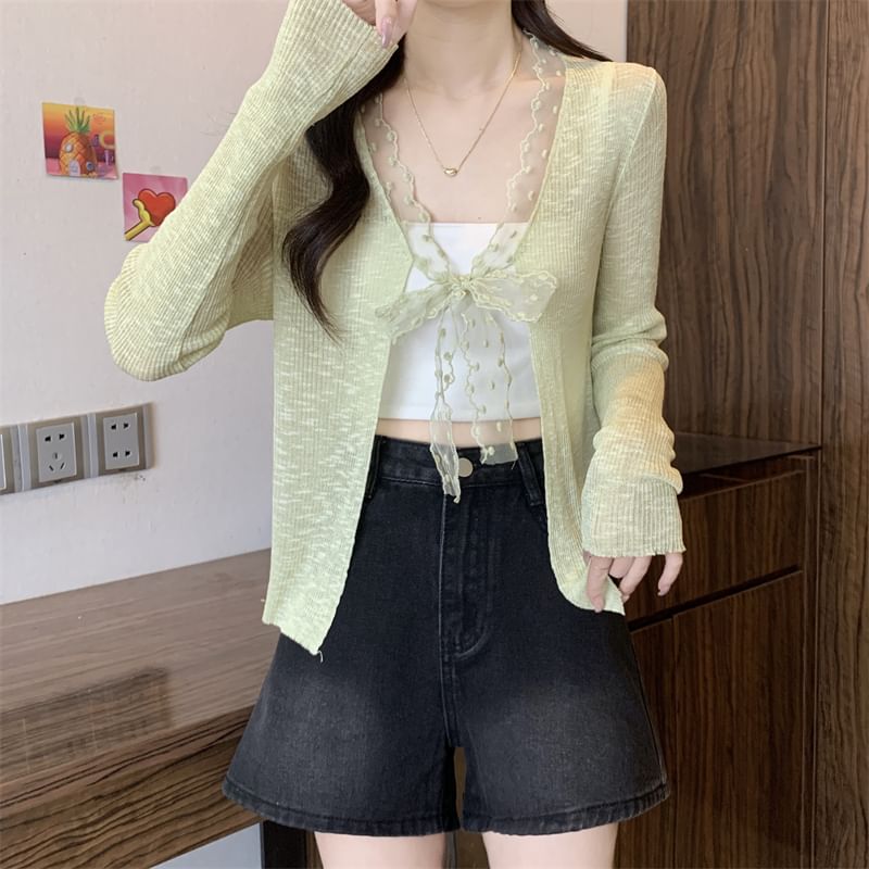 Open Front Plain Light Cardigan