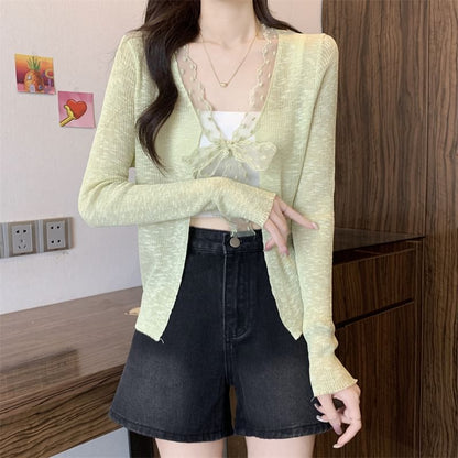 Open Front Plain Light Cardigan