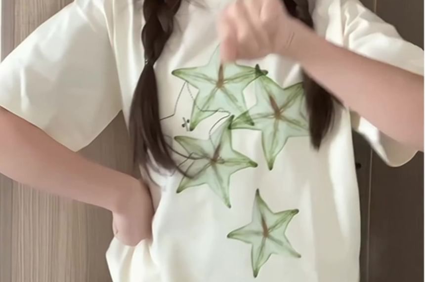Short-Sleeve Crewneck Star Print T-Shirt