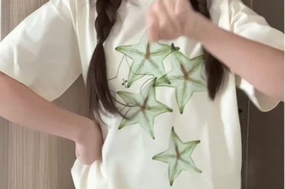 Short-Sleeve Crewneck Star Print T-Shirt