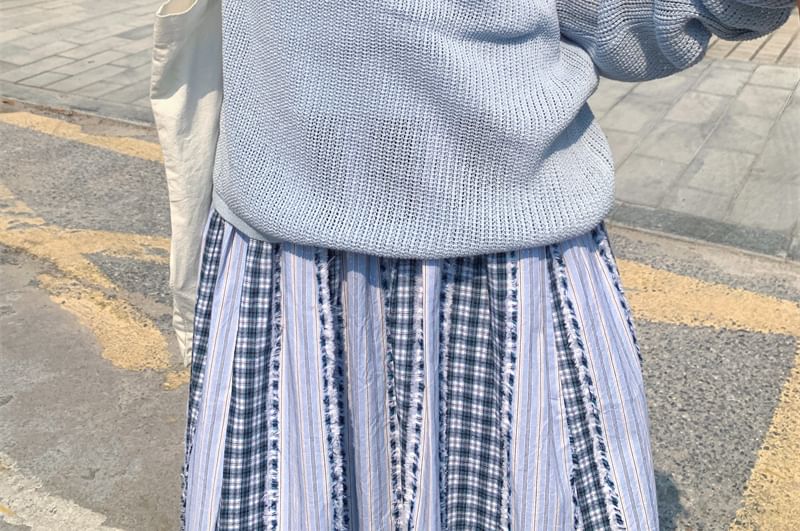 Set: Long-Sleeve Plain Knit Top + Sleeveless Top