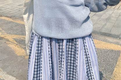 Set: Long-Sleeve Plain Knit Top + Sleeveless Top