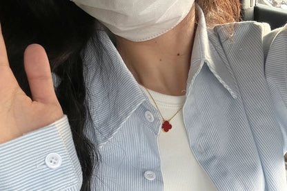 Long-Sleeve Button-Up Striped Shirt