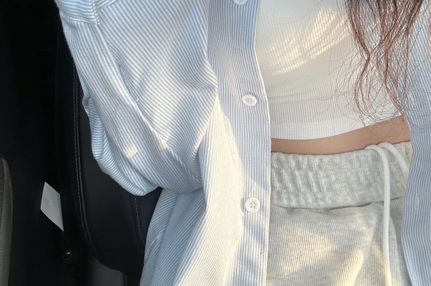 Long-Sleeve Button-Up Striped Shirt