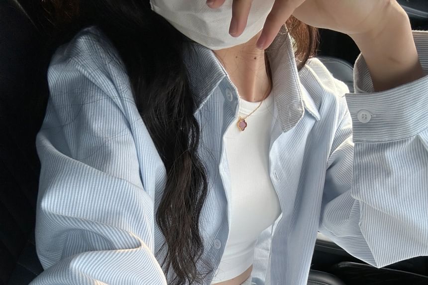 Long-Sleeve Button-Up Striped Shirt