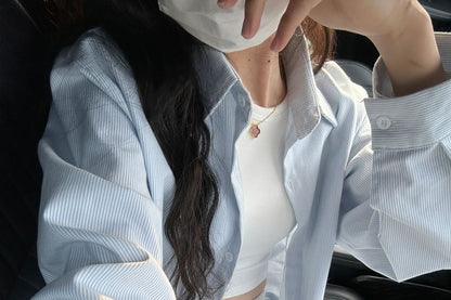 Long-Sleeve Button-Up Striped Shirt