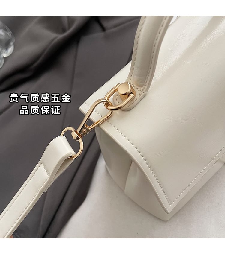 Top Handle Twist Lock Flap Faux Leather Crossbody Bag / Bag Charm / Set