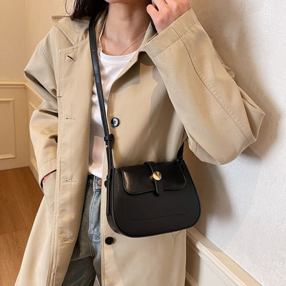 Plain Faux Leather Flap Crossbody Bag