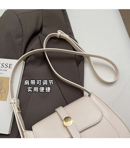 Plain Faux Leather Flap Crossbody Bag