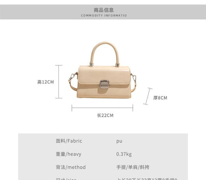 Top Handle Plain Faux Leather Flap Crossbody Bag