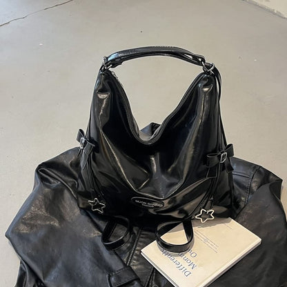 Bow Star Buckled Faux Leather Crossbody Bag